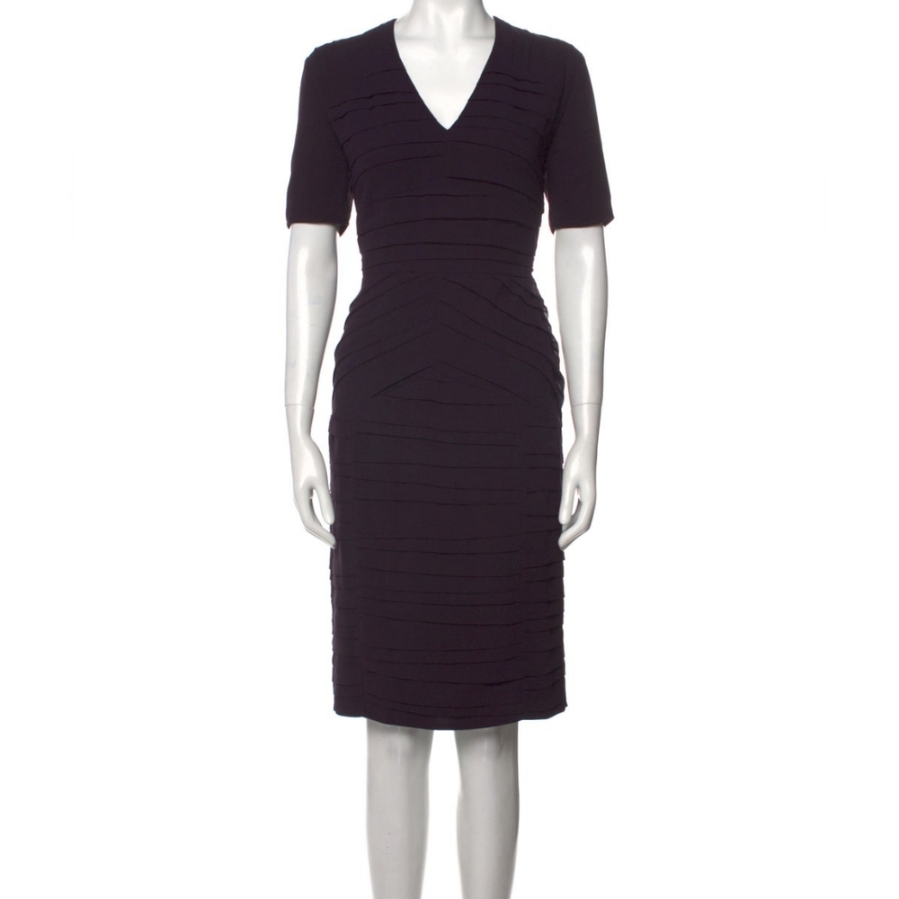 Burberry London Elegant Purple V-Neck Midi Dress